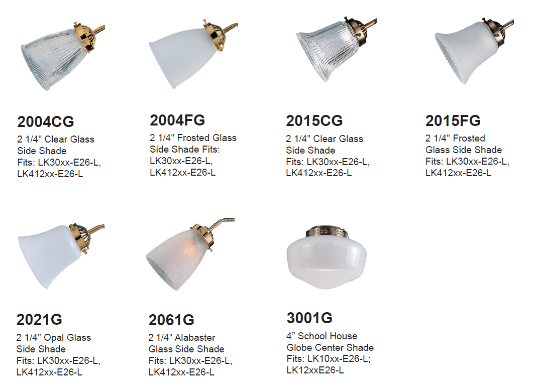 Fan shop glass shades